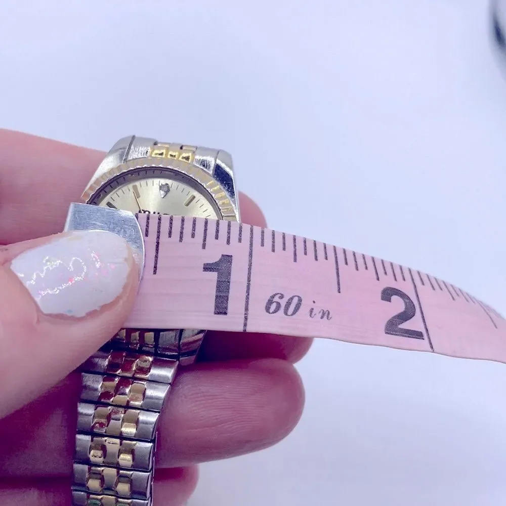 Working! Milan Diamond Quartz Minimalist Two Tone Stretch Band Watch